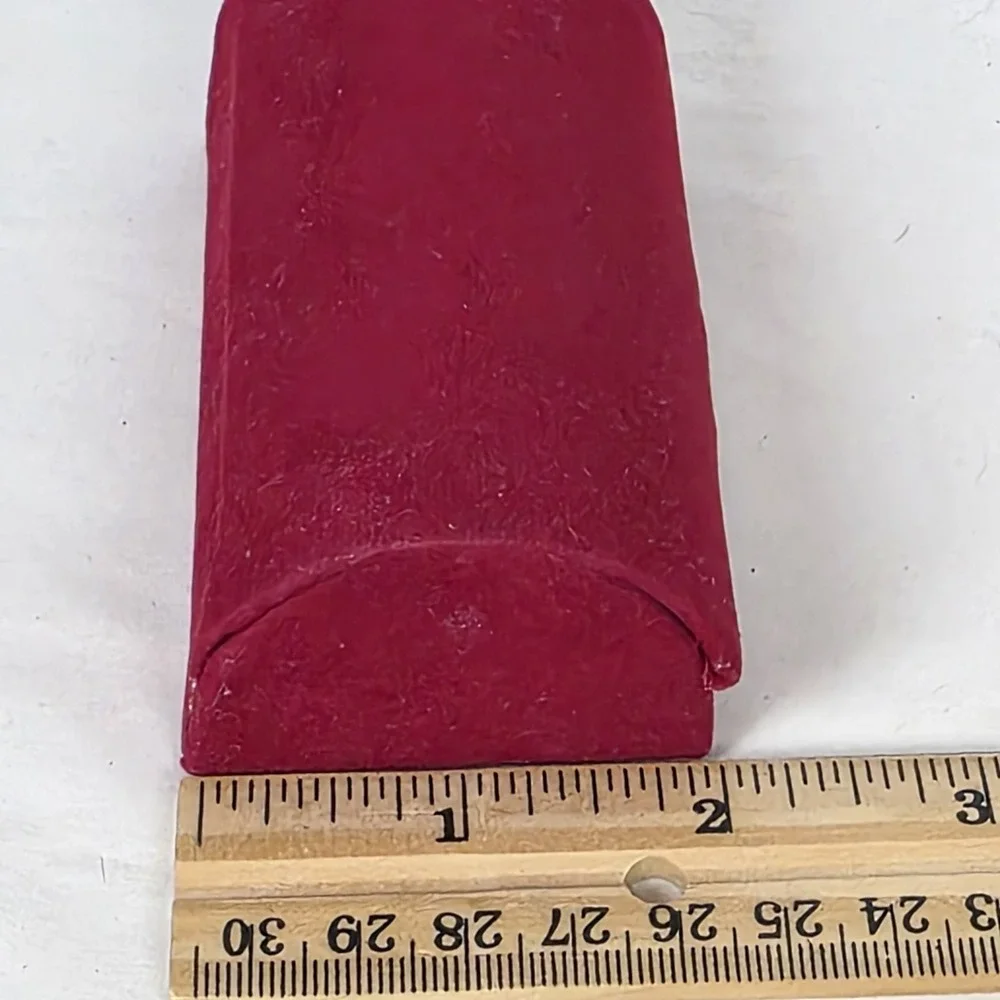 DPT Vintage Red Velvet Travel Jewelry Box Case Clamshell Style Lined 4x2.25‎ In